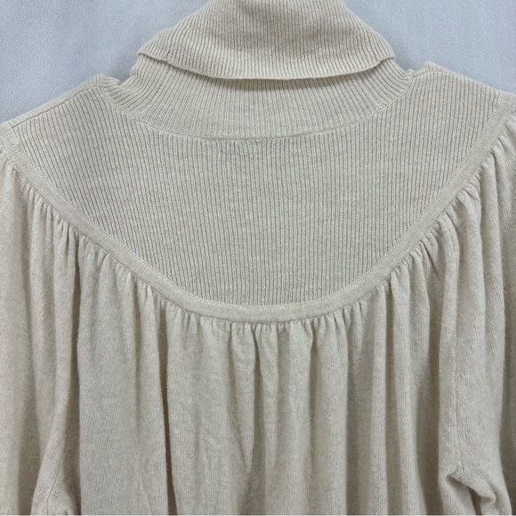 Madewell Women’s Medium Shirred Balloon Sleeve Turtleneck Sweater Cream Knit - Picture 4 of 11